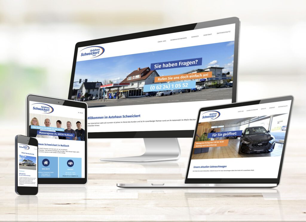 Responsives Webdesign, Homepage-Erstellung für ein Autohaus